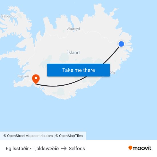 Egilsstaðir - Tjaldsvæðið to Selfoss map