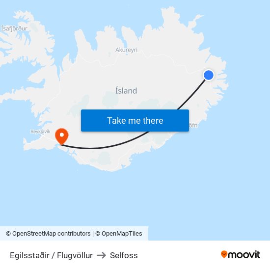 Egilsstaðir / Flugvöllur to Selfoss map
