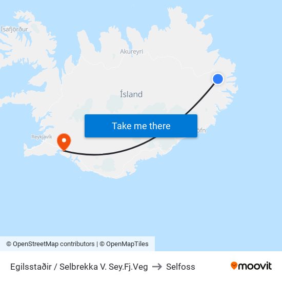 Egilsstaðir / Selbrekka V. Sey.Fj.Veg to Selfoss map