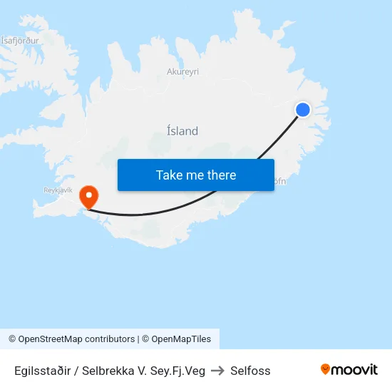 Egilsstaðir / Selbrekka V. Sey.Fj.Veg to Selfoss map