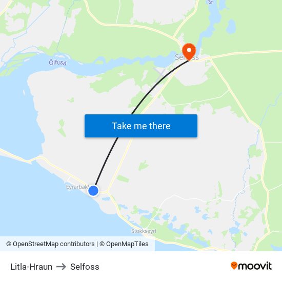 Litla-Hraun to Selfoss map