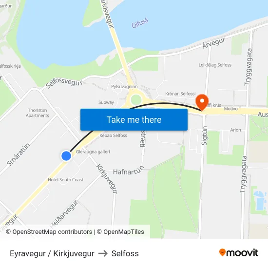 Eyravegur / Kirkjuvegur to Selfoss map