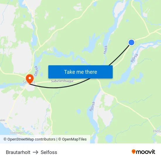 Brautarholt to Selfoss map
