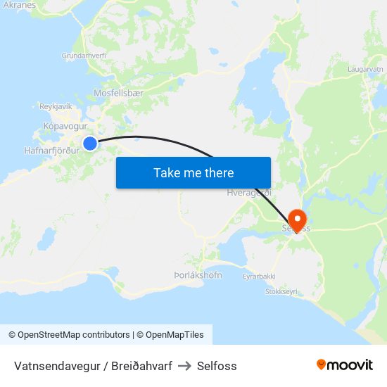 Vatnsendavegur / Breiðahvarf to Selfoss map