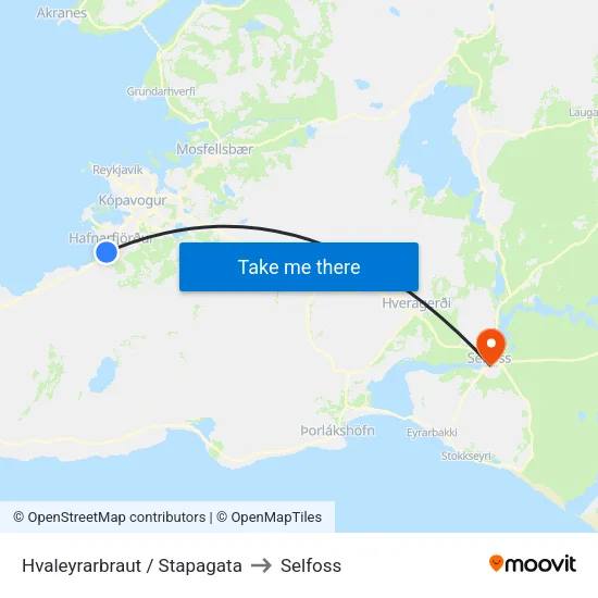 Hvaleyrarbraut / Stapagata to Selfoss map