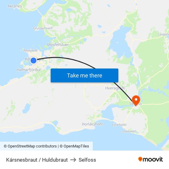 Kársnesbraut / Huldubraut to Selfoss map
