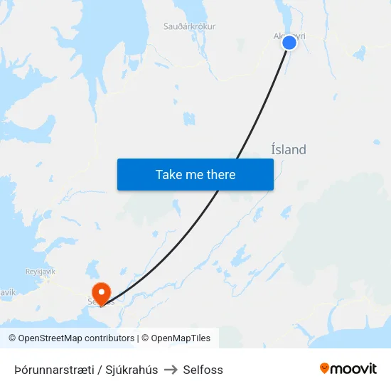 Þórunnarstræti / Sjúkrahús to Selfoss map