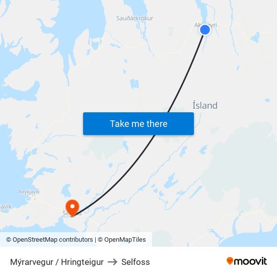 Mýrarvegur / Hringteigur to Selfoss map