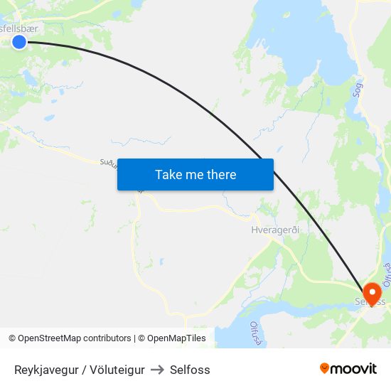 Reykjavegur / Völuteigur to Selfoss map