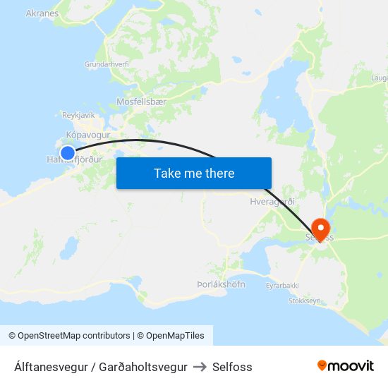 Álftanesvegur / Garðaholtsvegur to Selfoss map
