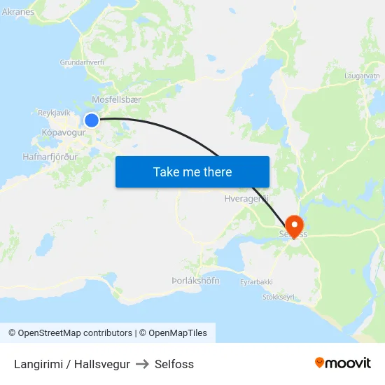 Langirimi / Hallsvegur to Selfoss map