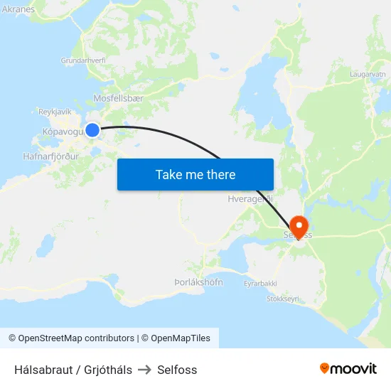 Hálsabraut / Grjótháls to Selfoss map