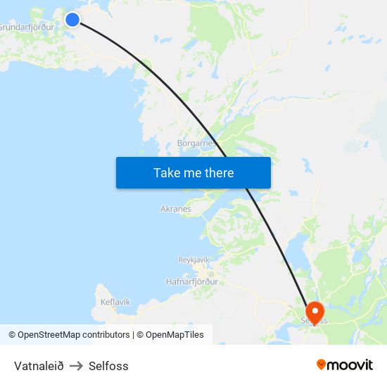 Vatnaleið to Selfoss map