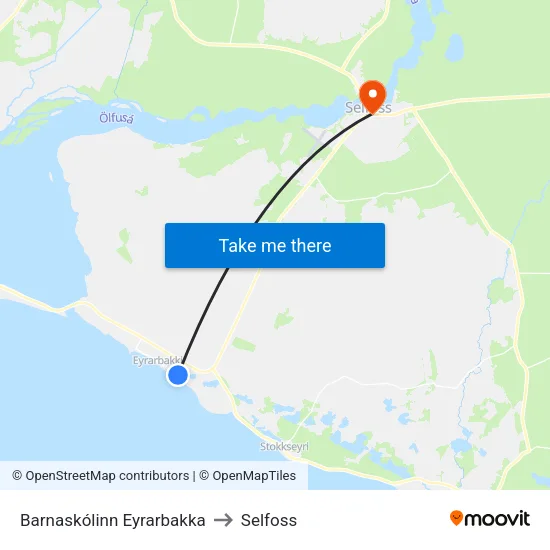 Barnaskólinn Eyrarbakka to Selfoss map