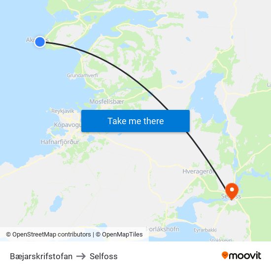 Bæjarskrifstofan to Selfoss map