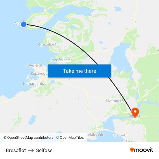 Bresaflöt to Selfoss map