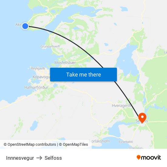 Innnesvegur to Selfoss map