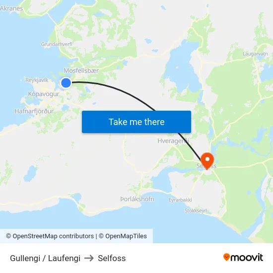 Gullengi / Laufengi to Selfoss map