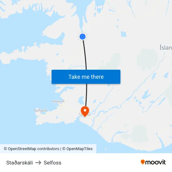 Staðarskáli to Selfoss map