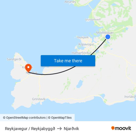 Reykjavegur / Reykjabyggð to Njarðvík map