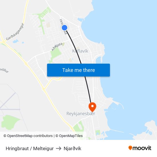 Hringbraut / Melteigur to Njarðvík map