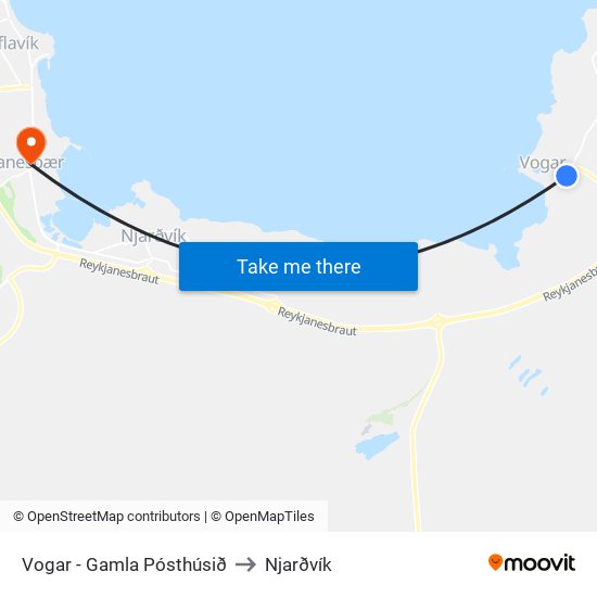 Vogar - Gamla Pósthúsið to Njarðvík map