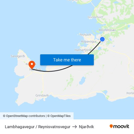 Lambhagavegur / Reynisvatnsvegur to Njarðvík map