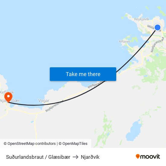 Suðurlandsbraut / Glæsibær to Njarðvík map