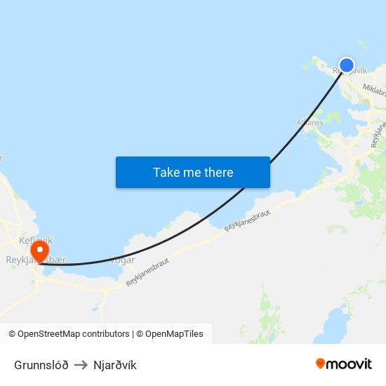 Grunnslóð to Njarðvík map
