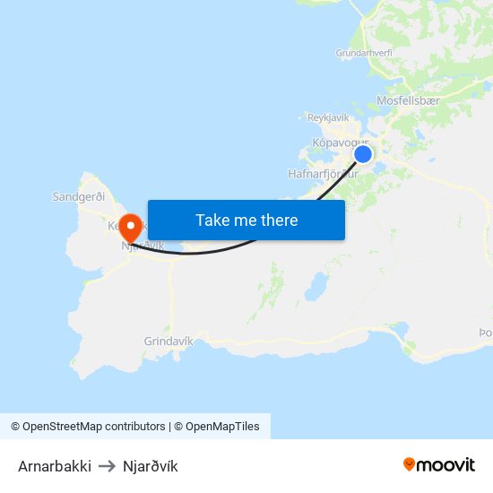 Arnarbakki to Njarðvík map