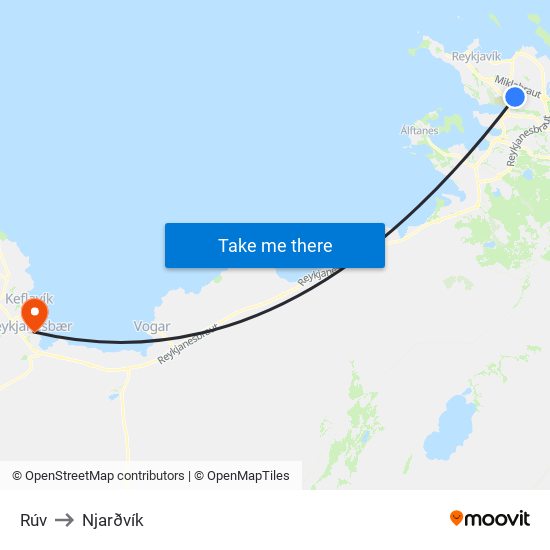 Rúv to Njarðvík map