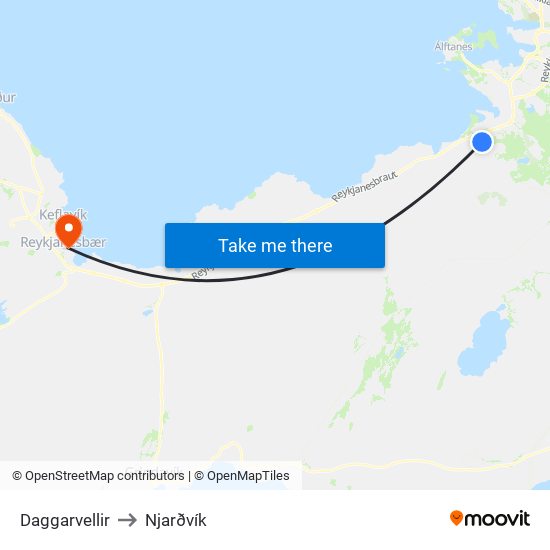 Daggarvellir to Njarðvík map