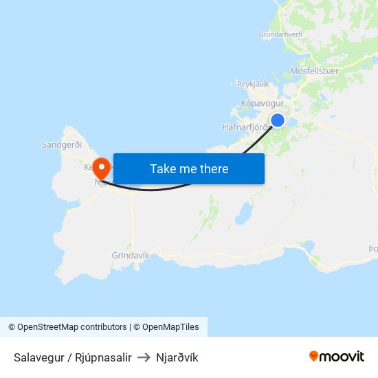 Salavegur / Rjúpnasalir to Njarðvík map