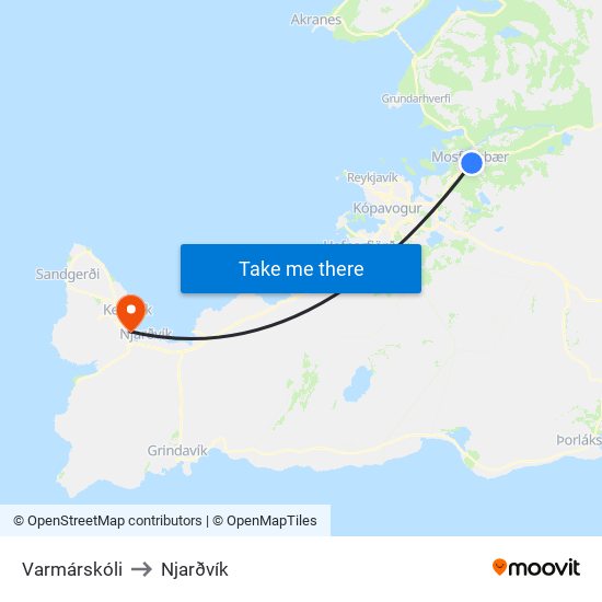 Varmárskóli to Njarðvík map