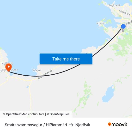 Smárahvammsvegur / Hlíðarsmári to Njarðvík map