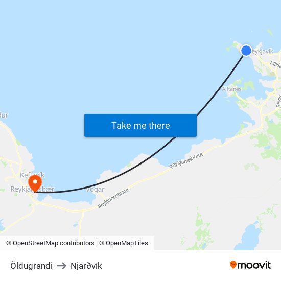 Öldugrandi to Njarðvík map