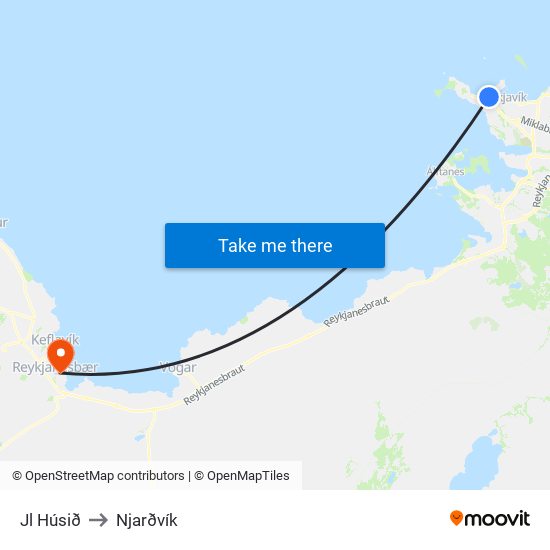Jl Húsið to Njarðvík map