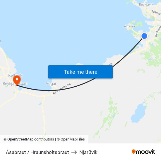 Ásabraut / Hraunsholtsbraut to Njarðvík map