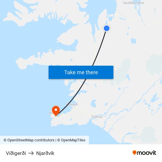 Víðigerði to Njarðvík map