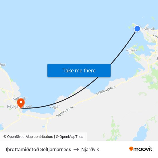 Íþróttamiðstöð Seltjarnarness to Njarðvík map