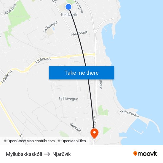 Myllubakkaskóli to Njarðvík map