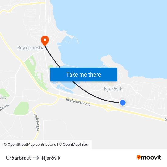 Urðarbraut to Njarðvík map