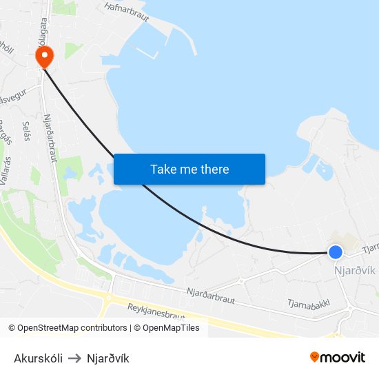 Akurskóli to Njarðvík map