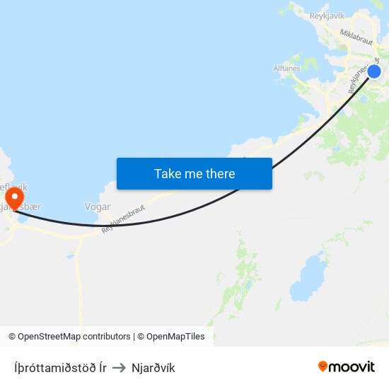 Íþróttamiðstöð Ír to Njarðvík map