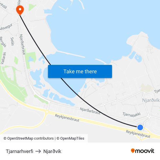 Tjarnarhverfi to Njarðvík map