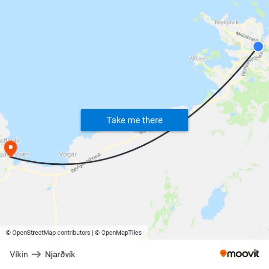 Víkin to Njarðvík map
