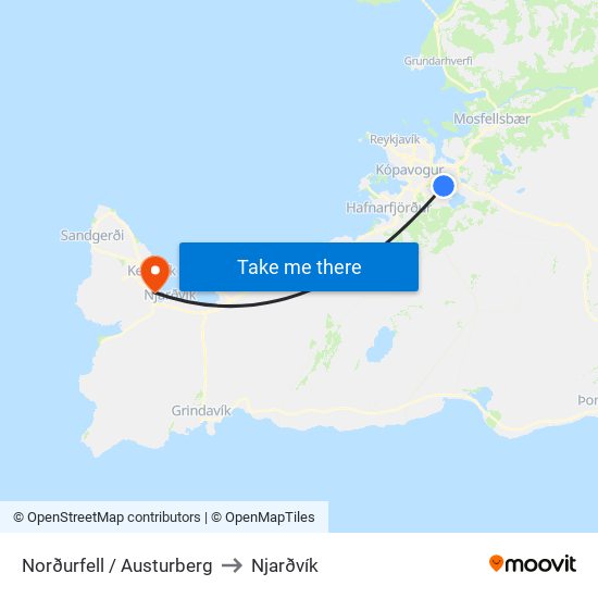 Norðurfell / Austurberg to Njarðvík map