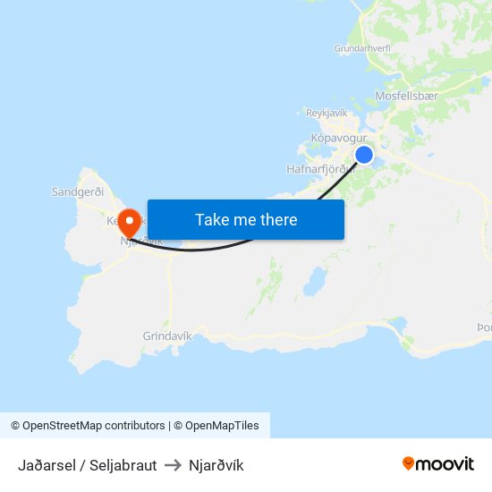 Jaðarsel / Seljabraut to Njarðvík map