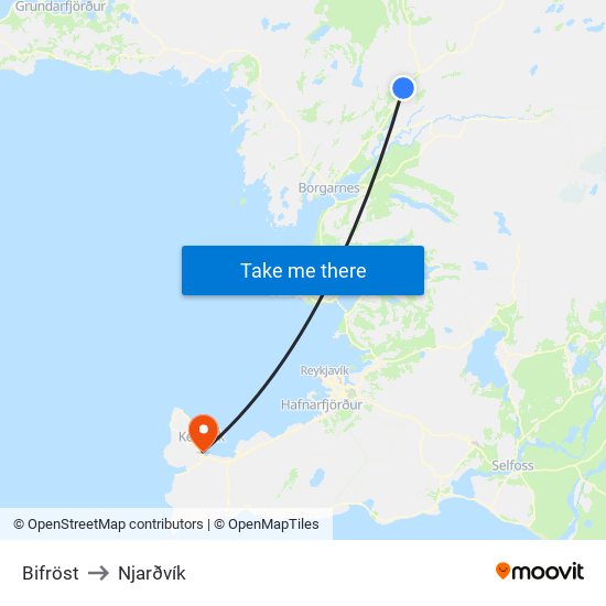 Bifröst to Njarðvík map