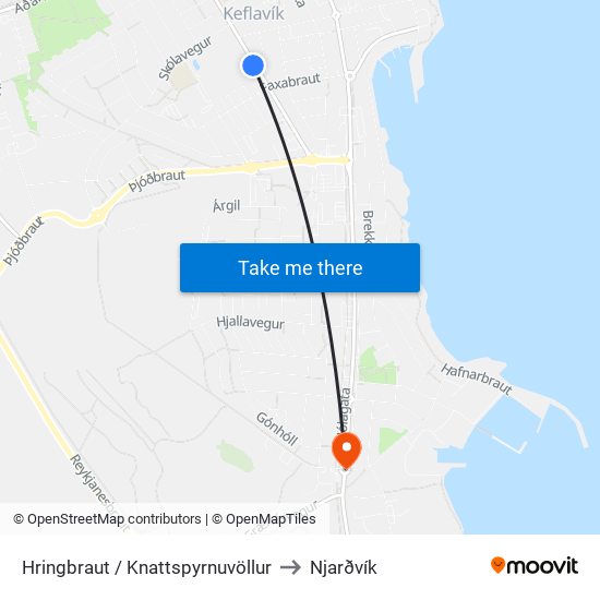 Hringbraut / Knattspyrnuvöllur to Njarðvík map